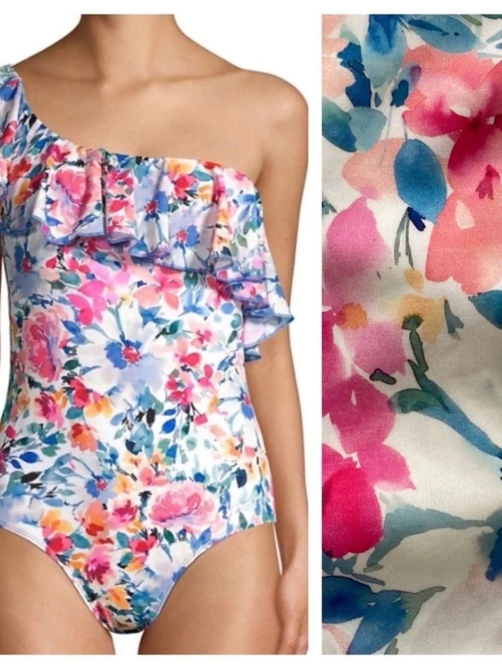 Shoshanna 6 Floral Pink Blue One Piece Swimsuit